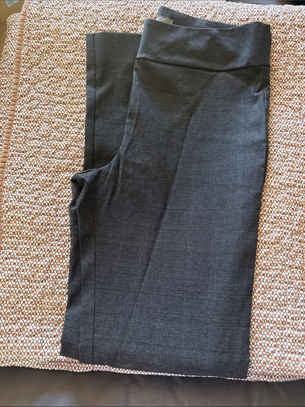 Margaret M Women's Straight Leg Plaid Dress Pants - Black/Gray